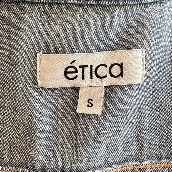Etica Denim Jean Sleeveless Dress Small Button Western Minimalist Eco Casual - Picture 9 of 10